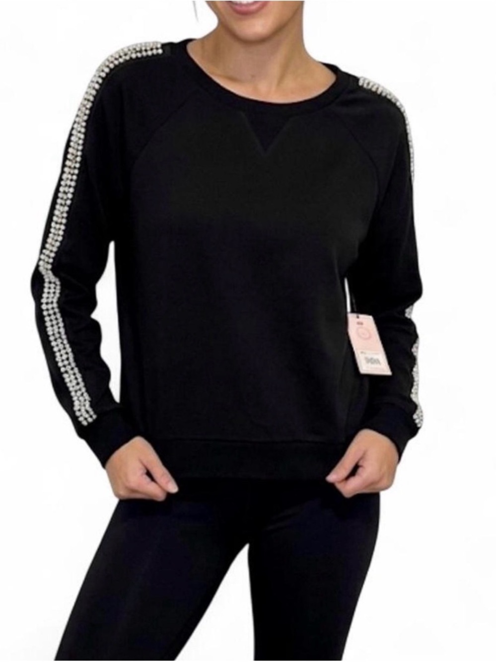 Juicy Couture Black Sweatshirt with Rhinestone Stripe